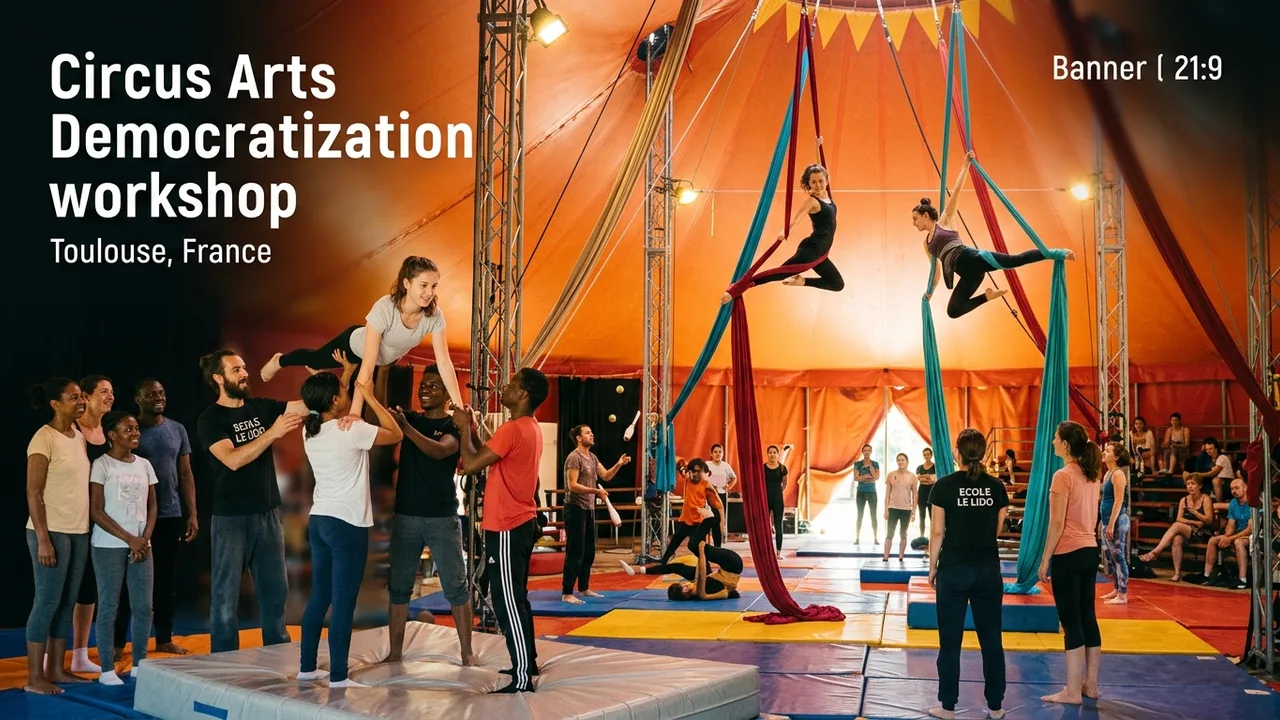 Atelier de cirque social et pratique acrobatique sous chapiteau à Toulouse